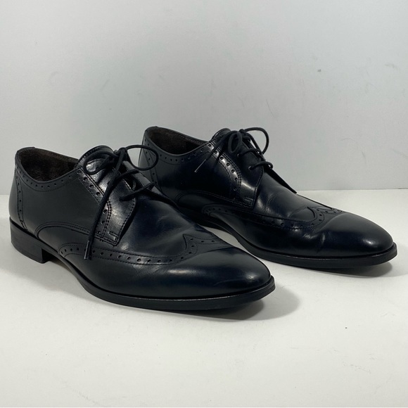 Bruno Magli Other - Bruno Magli Mens 9.5 M Cortez Leather Wingtip Oxfords Dress Shoes Black Lace